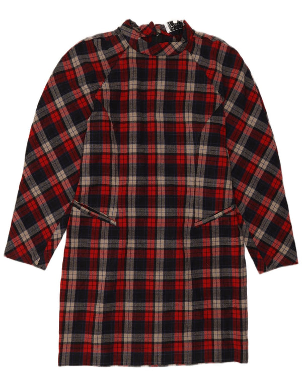 Винтажное женское платье прямого кроя с длинными рукавами IT 46, большая красная клетка