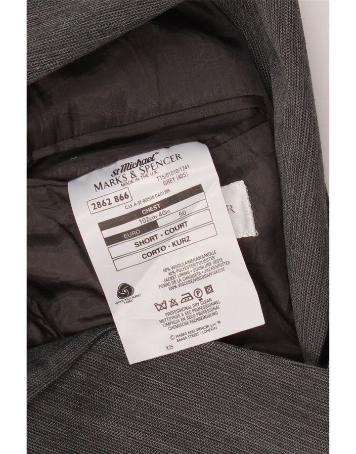 Мужской пиджак на двух пуговицах Marks & Spencer UK 40, большой, серый, шерстяной