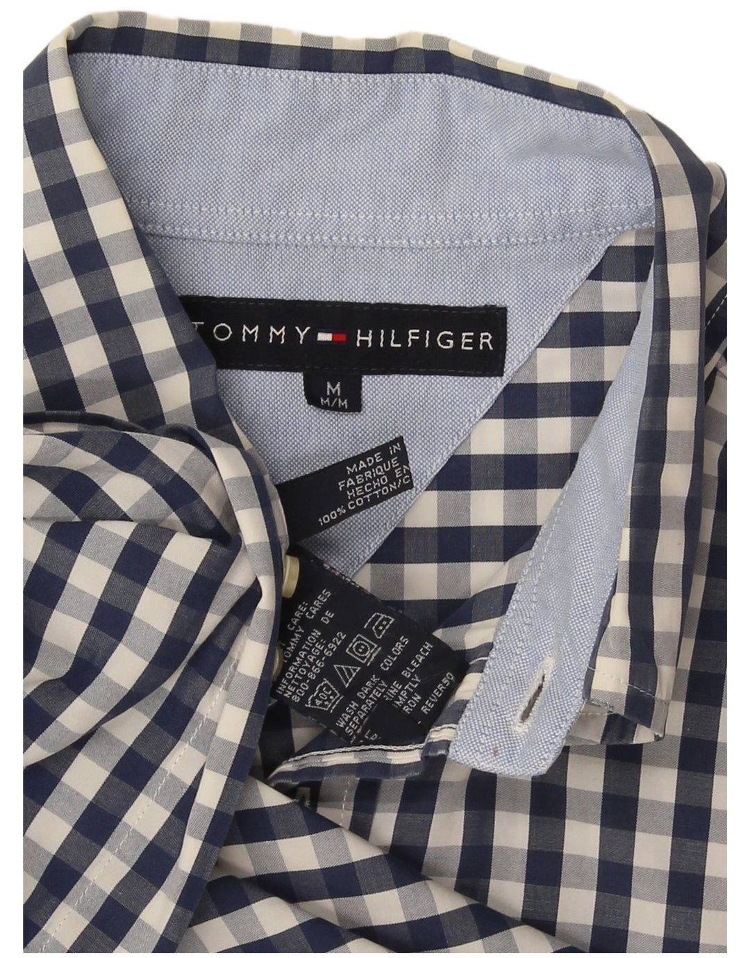 Мужская рубашка Tommy Hilfiger среднего размера, темно-синяя, хлопок в мелкую клетку