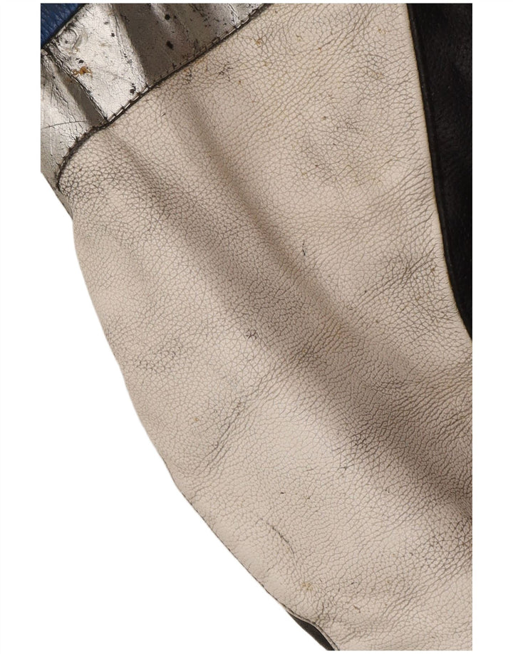 Мужская кожаная куртка-гонщик Spidi IT 54, большая черная кожа с цветными блоками