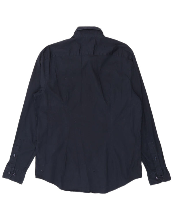 Tommy Hilfiger Мужская рубашка приталенного кроя XL Темно-синяя хлопковая