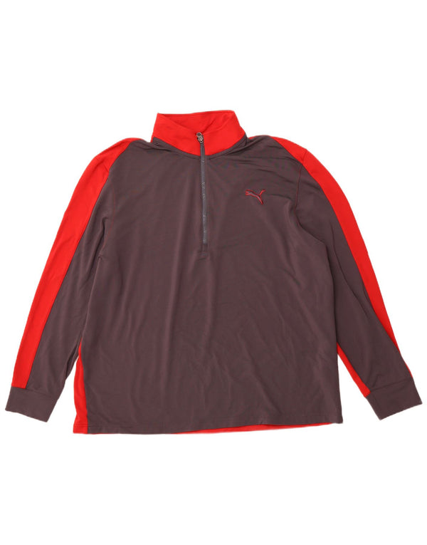 Мужской спортивный костюм-пуловер PUMA с воротником на молнии 3XL, серый полиэстер с цветными блоками