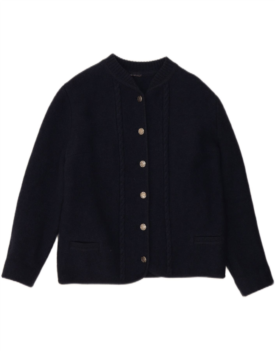 VINTAGE Womens 6 Button Blazer Jacket UK 14 Large Navy Blue