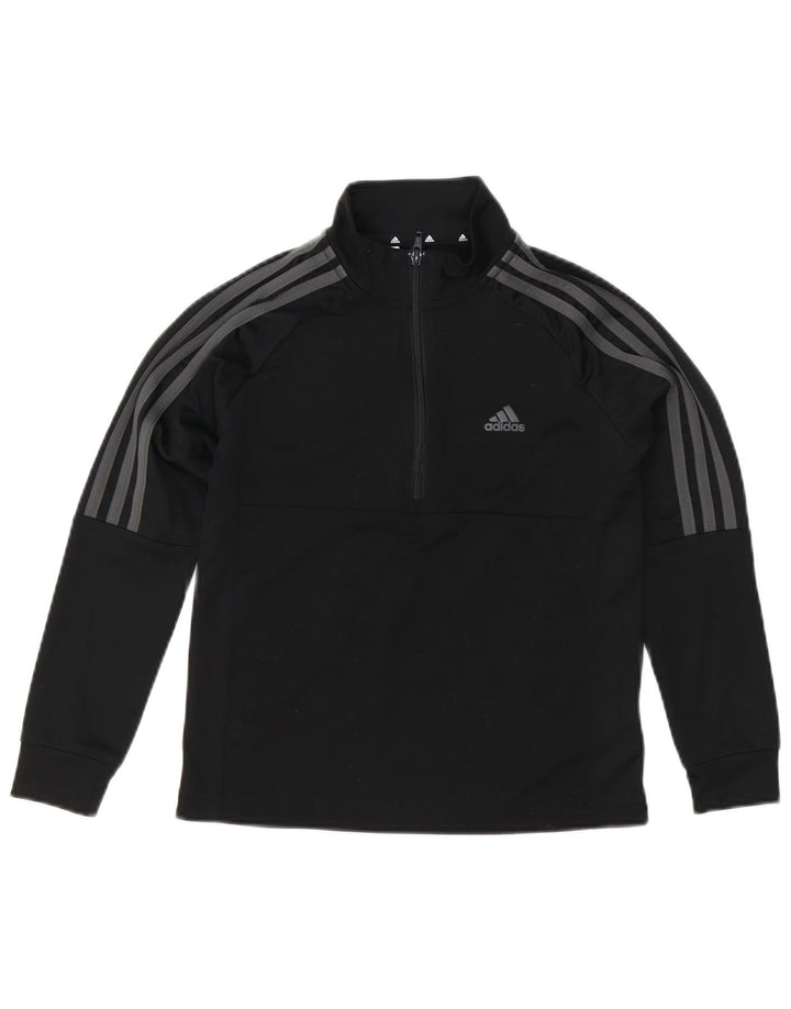 Пуловер с воротником на молнии Adidas для мальчиков Aeroready, черный спортивный костюм, 9–10 лет