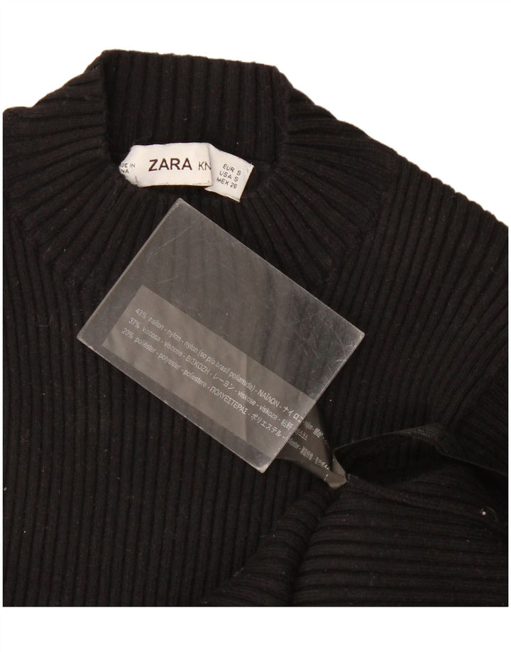 Женская вязаная блузка Zara Top UK 8, маленький черный нейлон