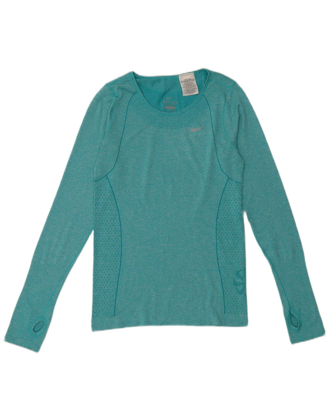 Женский топ Nike Dri Fit с длинным рукавом UK 10, маленький зеленый полиэстер с крапинками