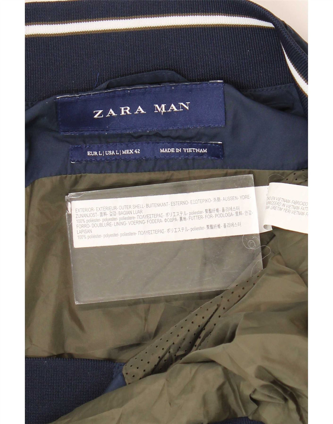 Мужская куртка-бомбер Zara UK 40, большая темно-синяя, полиэстер
