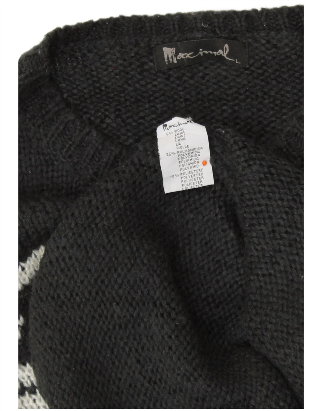 ВИНТАЖНЫЙ женский джемпер с круглым вырезом, Великобритания, 16, большой черный, шерсть Fair Isle