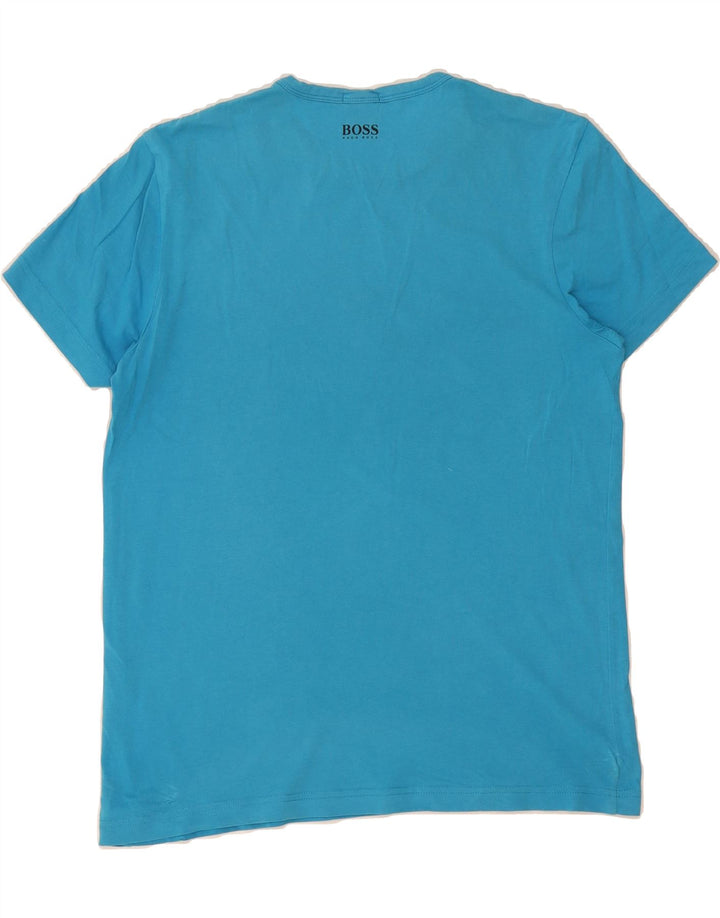 HUGO BOSS Mens Regular Fit Graphic T-Shirt Top Small Blue Cotton Vintage Hugo Boss and Second-Hand Hugo Boss from Messina Hembry 