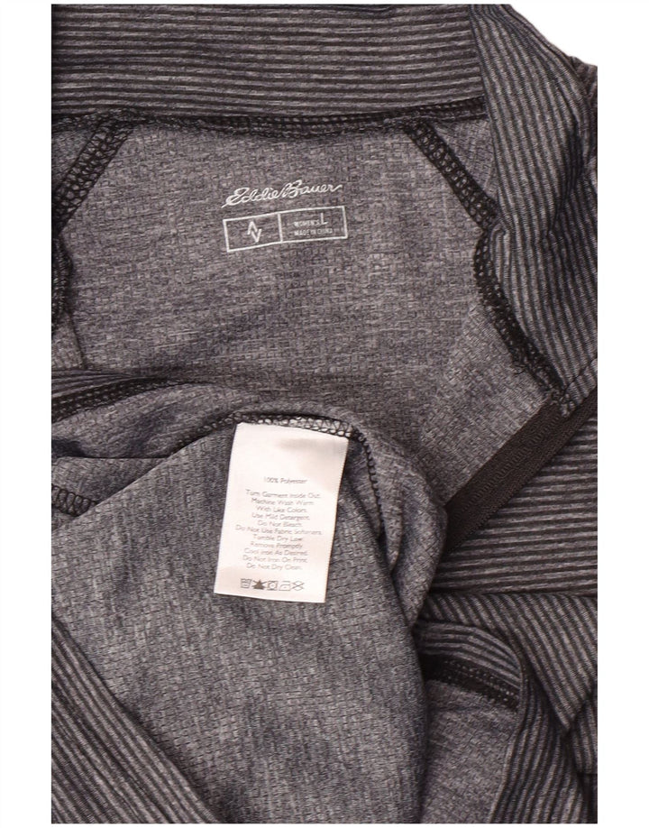 Женский топ с воротником на молнии и длинным рукавом Eddie Bauer, Великобритания, 14, большие серые спортивные полоски