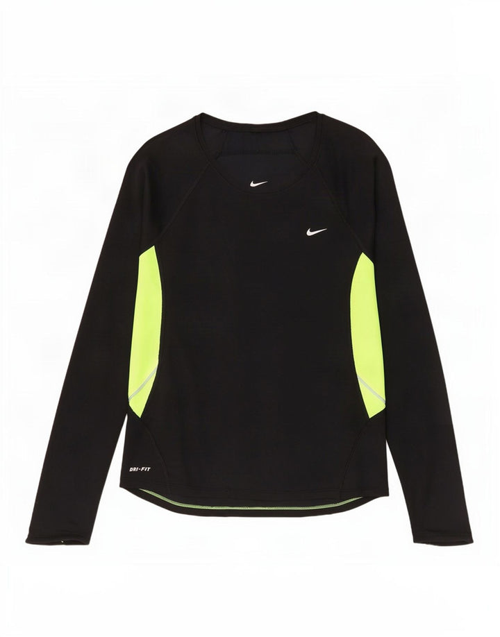 Женские кроссовки Nike Dri Fit Top с длинным рукавом UK 14, средние, черные, цветные блоки