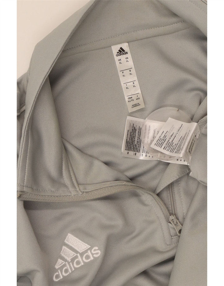 Мужской пуловер с воротником на молнии ADIDAS Aeroready, спортивный костюм, топ XL, серый полиэстер