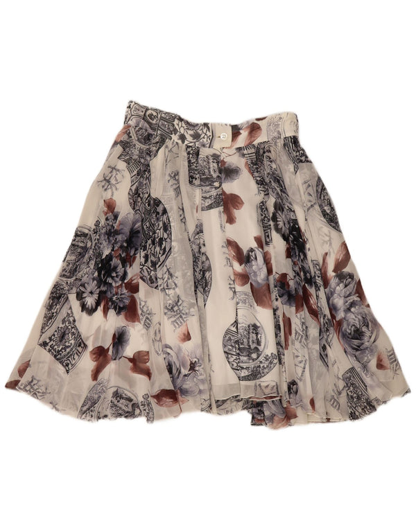 Sportmax Женская мини-расклешенная юбка с абстрактным узором UK 14 Medium W28 Белая