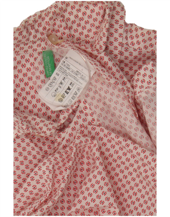 BENETTON Mens Shirt Medium Red Floral Cotton