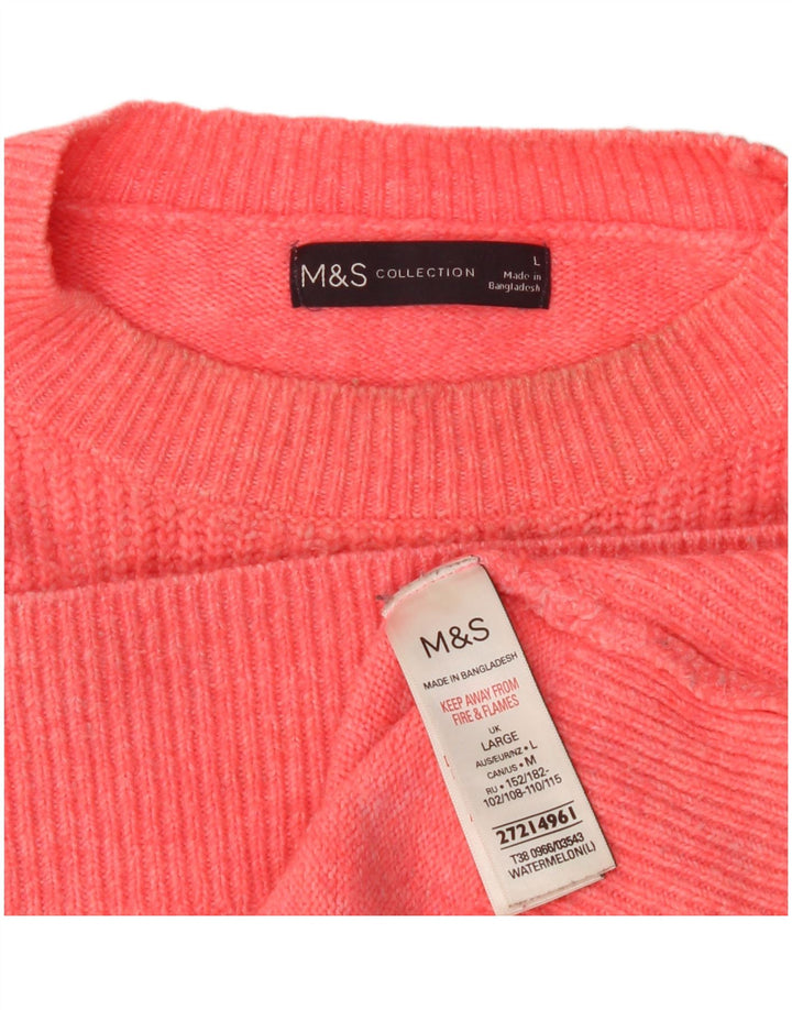 Женский свободный джемпер с круглым вырезом Marks & Spencer, Великобритания, 16, большой розовый
