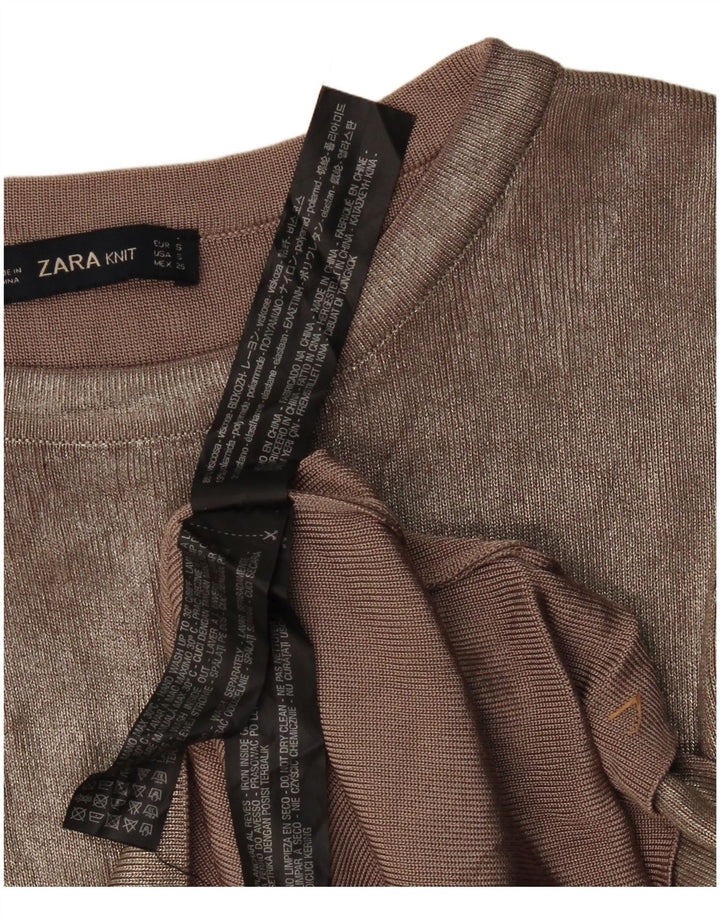 Женская блузка Zara Top UK 10, маленькая, бежевый, вискоза