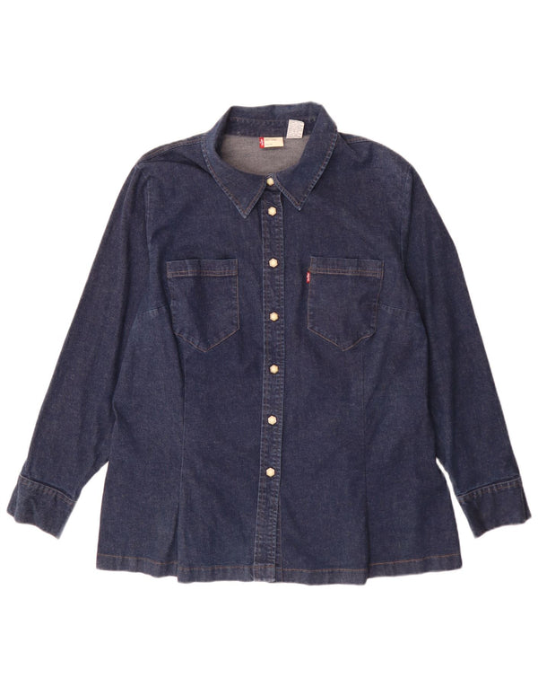 Женская джинсовая рубашка Levi's UK 18 XL, темно-синяя, хлопок