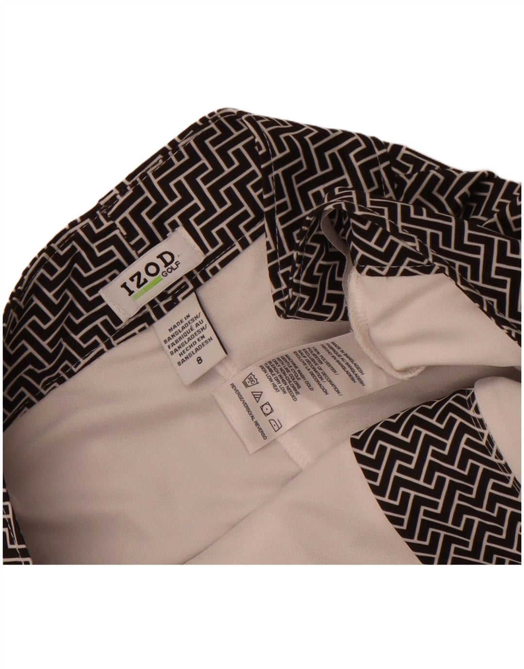 Женская мини-юбка для гольфа Izod US 8, средний размер W32, черная, полиэстер с геометрическим рисунком