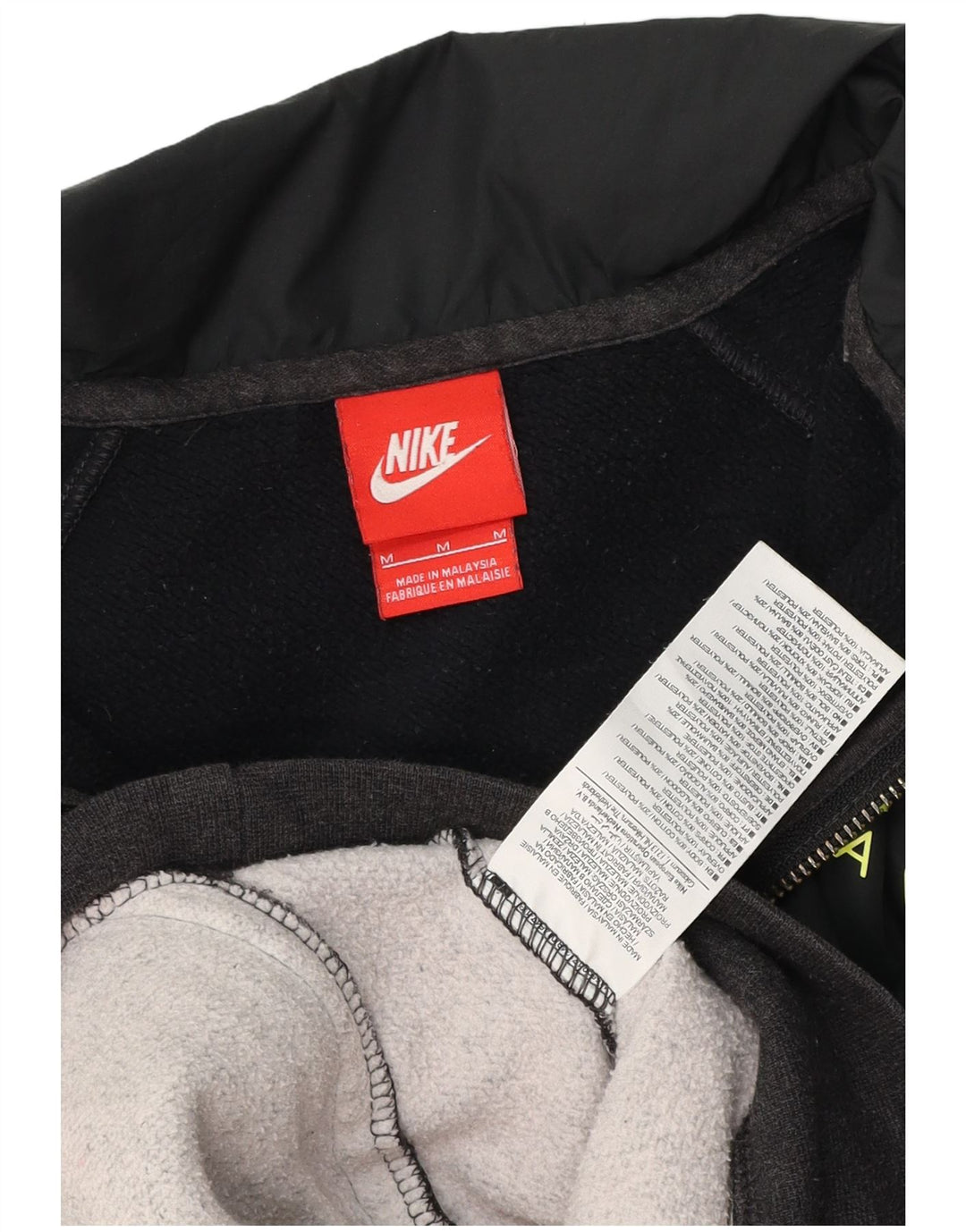 Мужской свитер с капюшоном на молнии Nike среднего серого цвета, хлопок с цветными блоками
