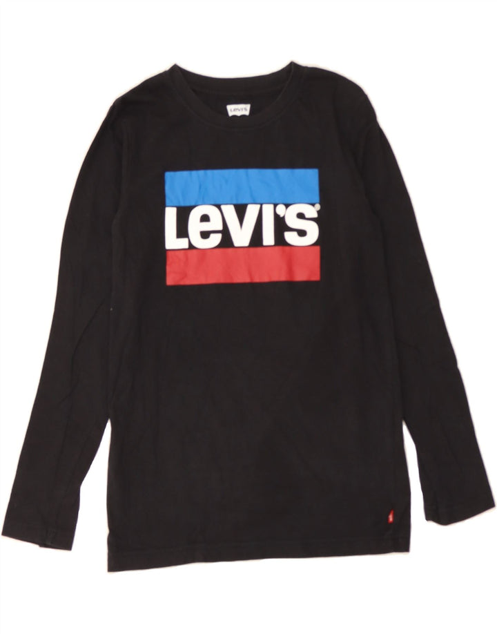 LEVI'S Boys Graphic Top Long Sleeve 14-15 Years Black Cotton Vintage Levi's and Second-Hand Levi's from Messina Hembry 