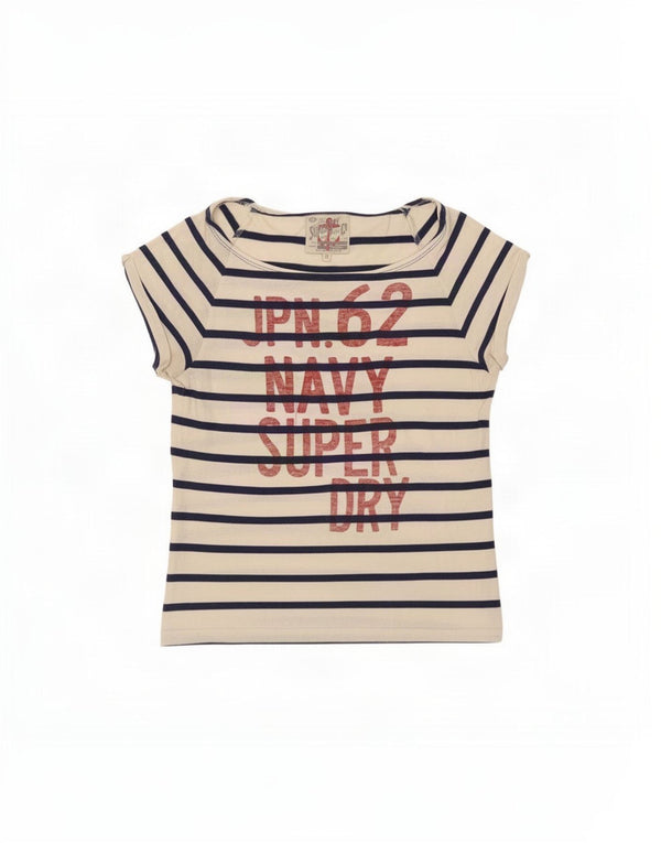 Женская футболка с рисунком Superdry Top UK 10, маленькая белая полоска
