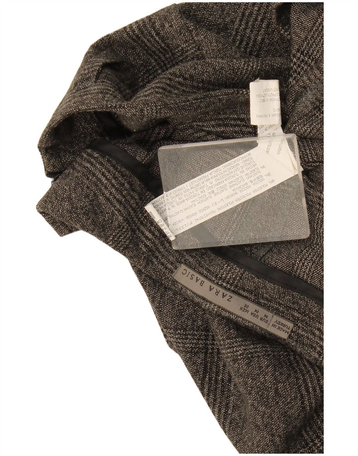 Женская прямая юбка Zara Medium W28, серая, полиэстер в клетку