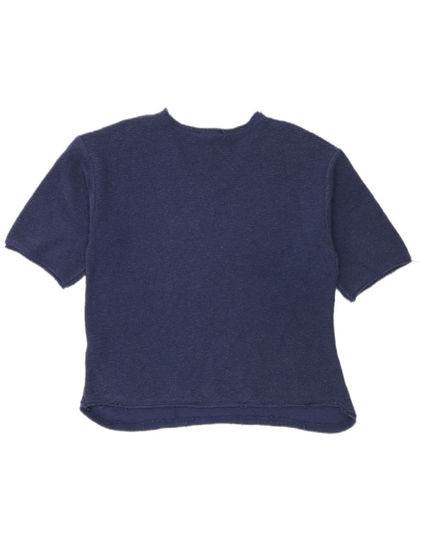 Женская футболка Zara Top UK 14, средний темно-синий, хлопок