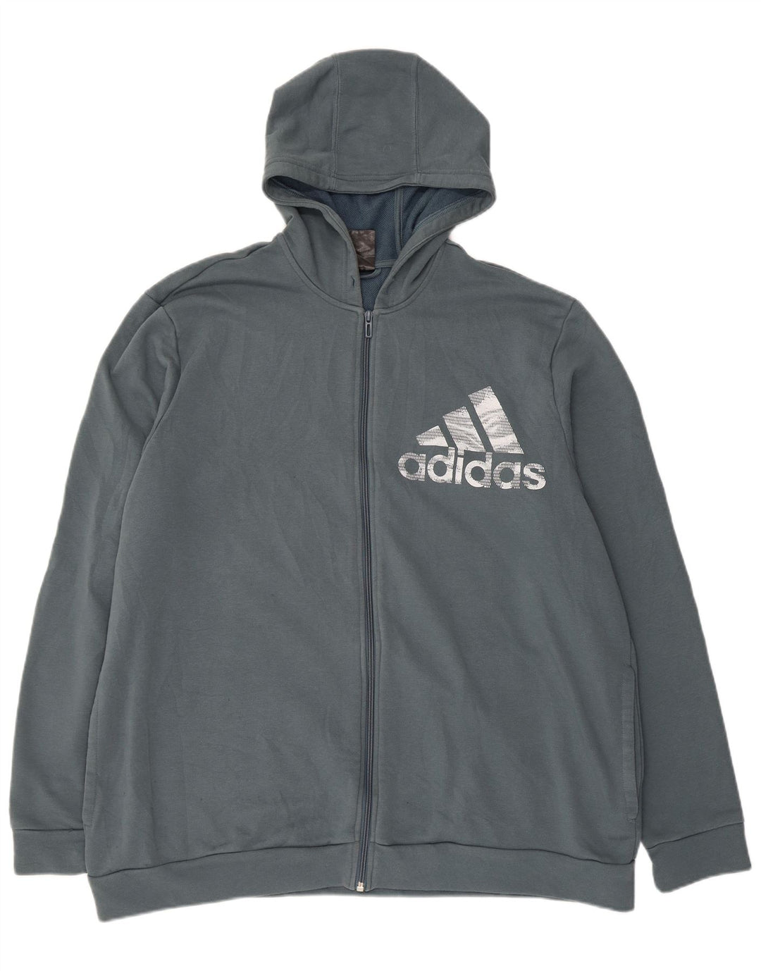 Мужской свитер с капюшоном и молнией с графическим рисунком ADIDAS 2XL, синий хлопок