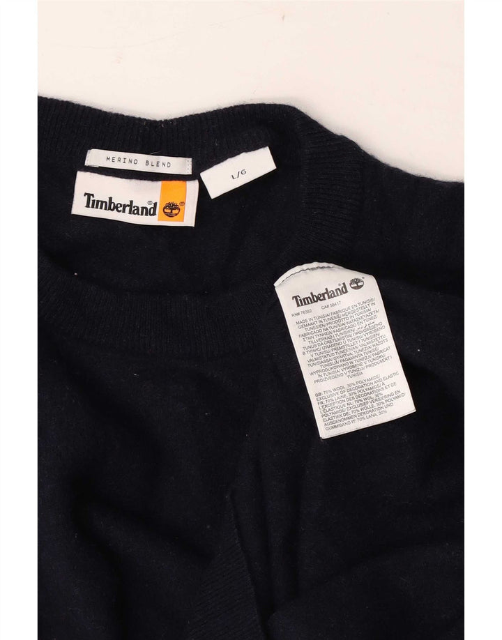 Мужской джемпер с круглым вырезом Timberland, большой темно-синий шерстяной свитер