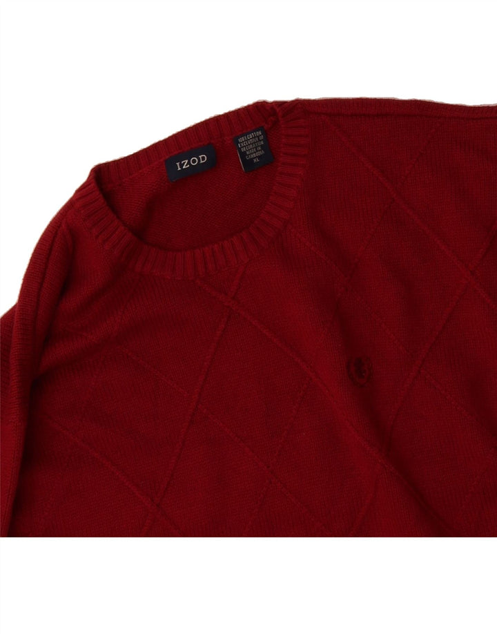 IZOD Mens Crew Neck Jumper Sweater XL Red Cotton Vintage Izod and Second-Hand Izod from Messina Hembry 