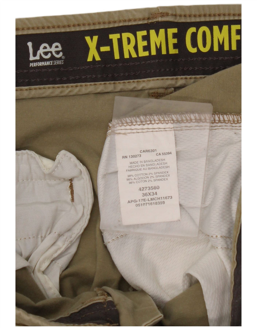 Мужские прямые брюки-чиносы LEE X-treme Comfort W36 L34, бежевый хлопок