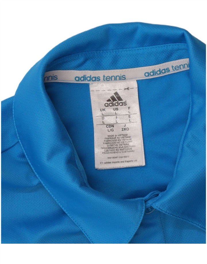 Мужская рубашка-поло Adidas Climalite, большая синяя полиэстер с цветными блоками