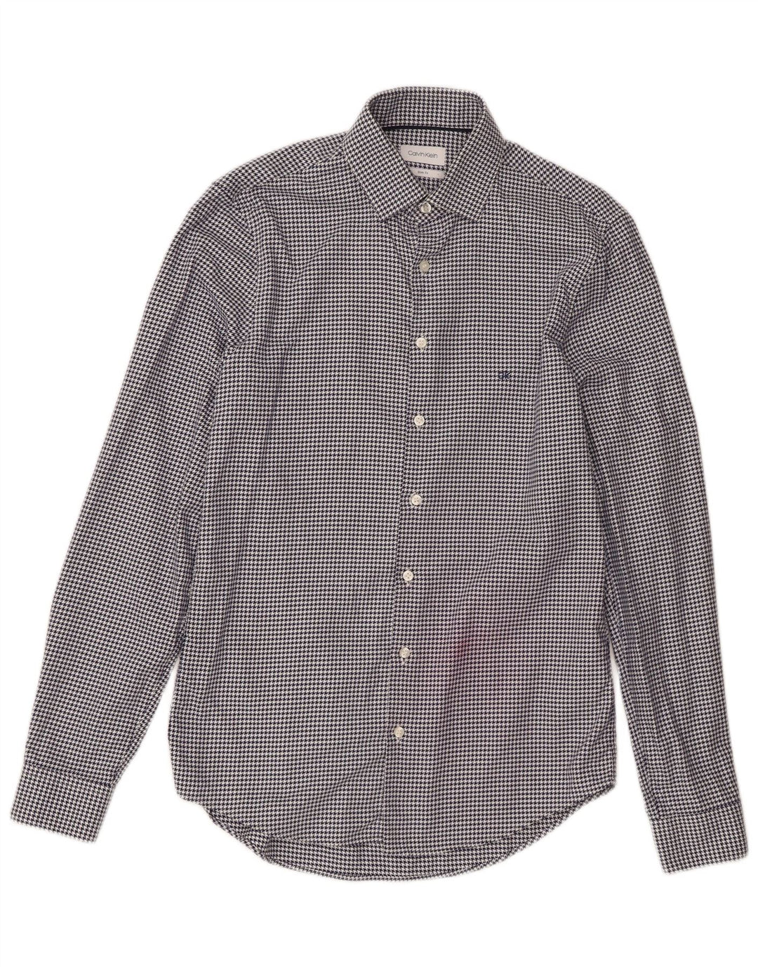 Мужская рубашка Calvin Klein, размер 38 15, средний темно-синий с узором «гусиные лапки», дизайнер