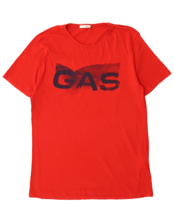 Мужская футболка с рисунком Gas, XL, красная, хлопок