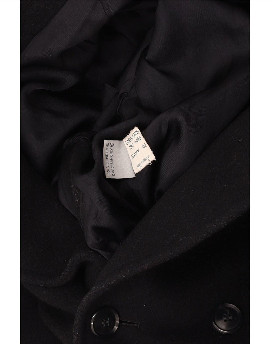 ВИНТАЖНОЕ мужское двубортное пальто UK 42 XL темно-синее шерстяное