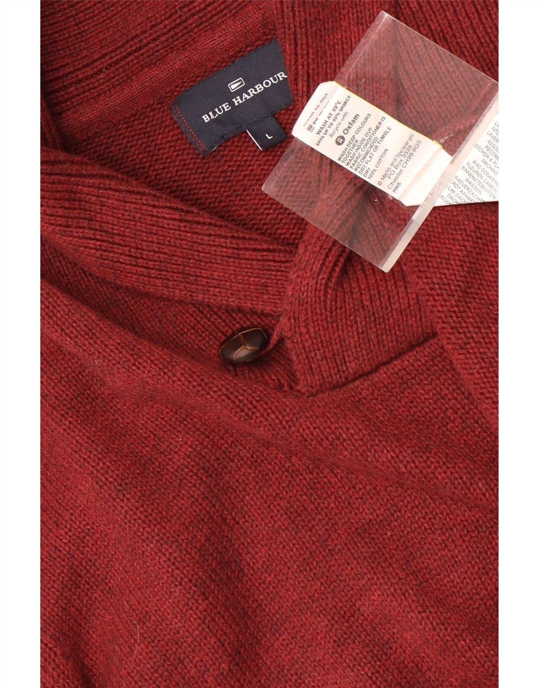Мужской джемпер с отложным воротником Marks & Spencer Blue Harbour, большой красный