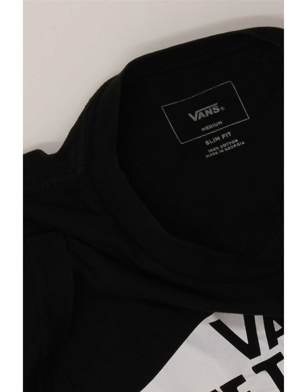 Мужская футболка узкого кроя с графическим рисунком Vans, средний черный хлопковый топ