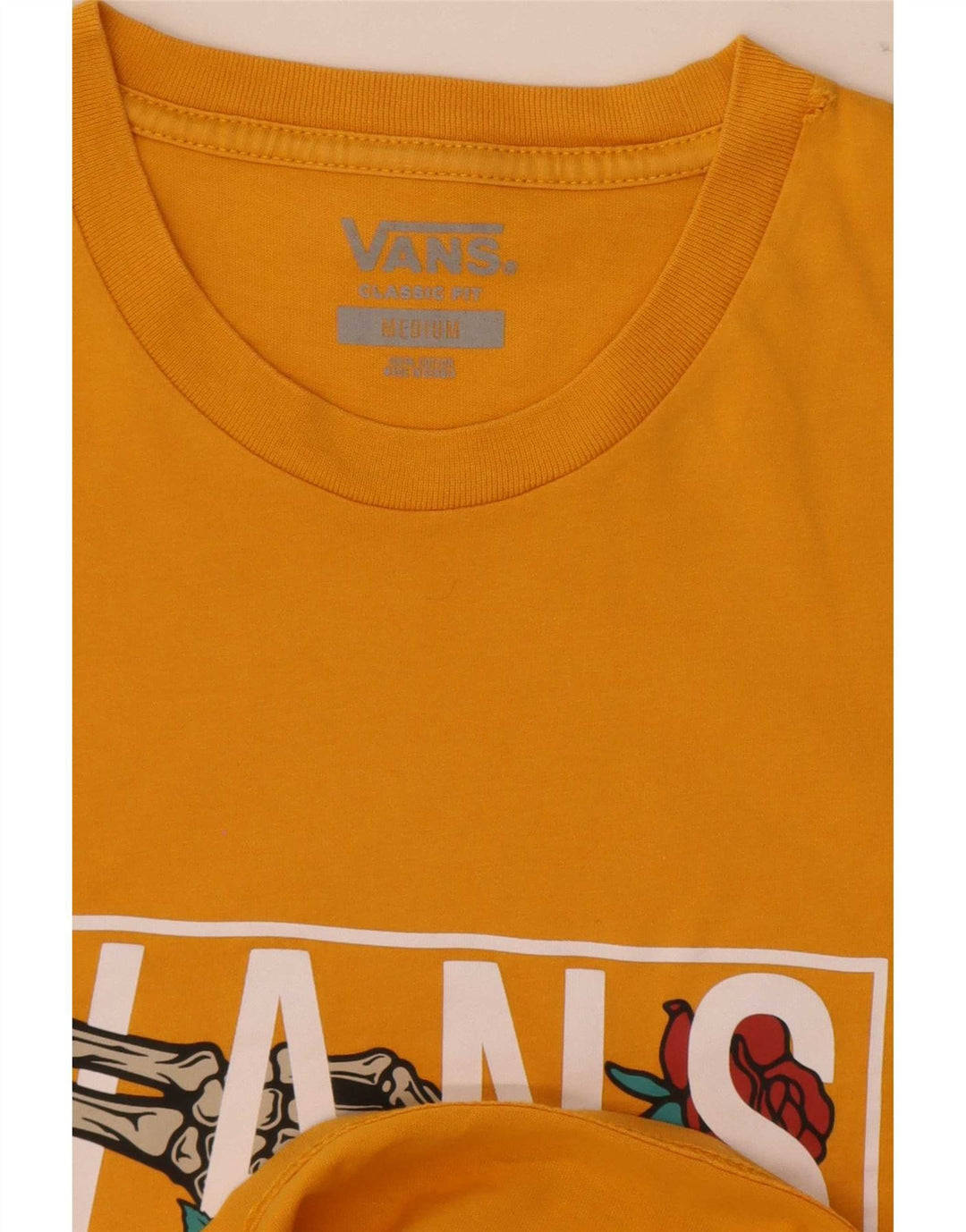 Мужская футболка классического кроя с рисунком Vans, хлопковый топ среднего желтого цвета