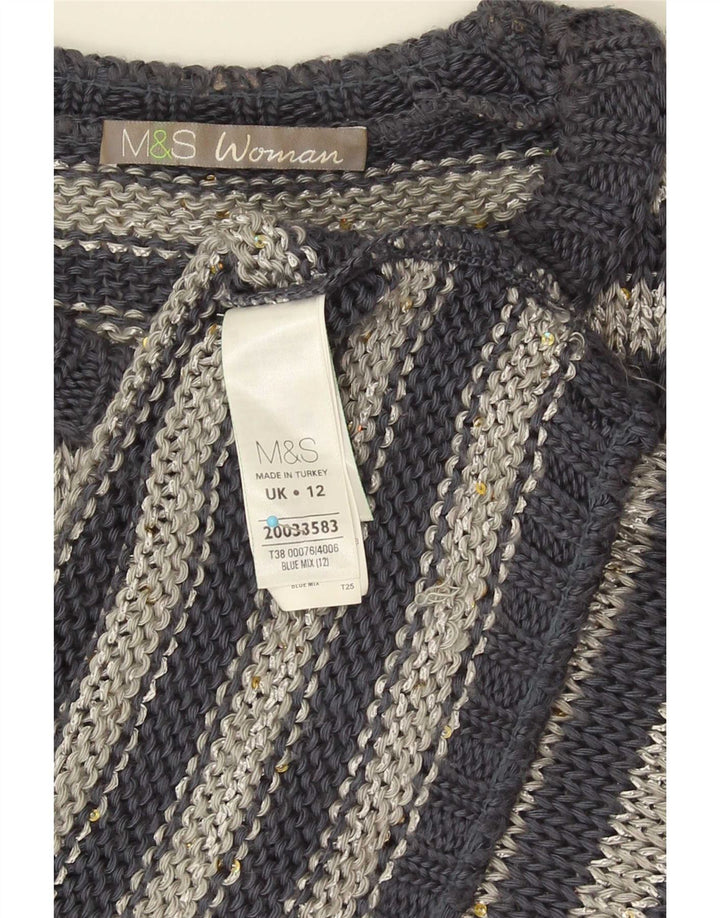 Женский джемпер с вырезом «лодочка» Marks & Spencer UK 12, средний серый в полоску