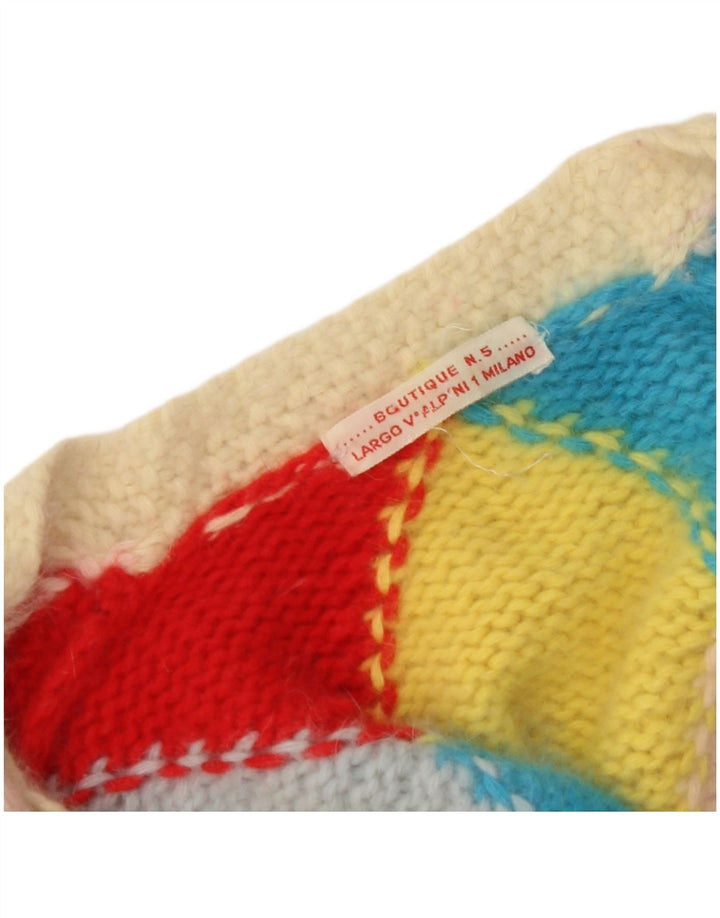 ВИНТАЖНЫЙ женский кардиган-свитер UK 14, большой разноцветный аргайл/ромб