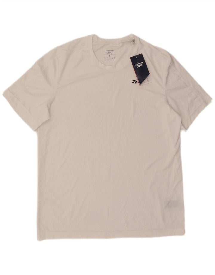 Reebok Mens T-Shirt Top Large White Polyester