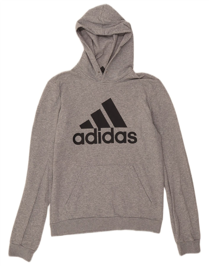 Мужской джемпер с капюшоном Adidas среднего серого цвета, хлопок