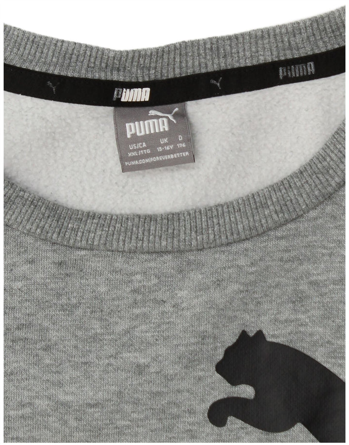 Джемпер с рисунком Puma для мальчиков 15-16 лет, серый в крапинку