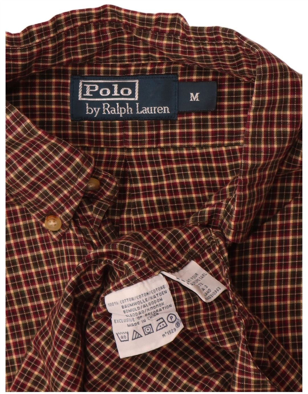 Мужская фланелевая рубашка Polo Ralph Lauren в клетку среднего коричневого цвета, хлопок