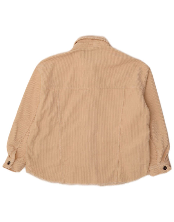 Женская вельветовая рубашка оверсайз Zara UK 6 XS из белого хлопка