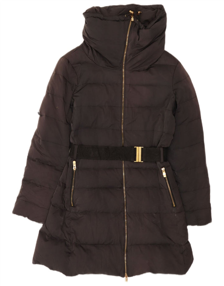 Женское стеганое пальто Zara UK 12, средний черный