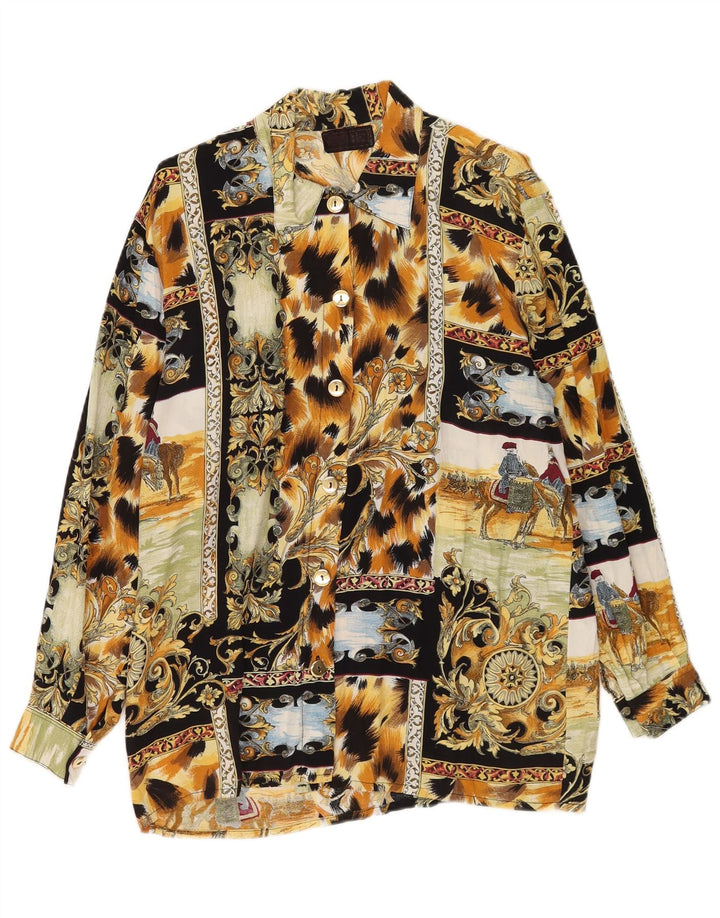 Винтажная женская блузка-рубашка с абстрактным узором, Великобритания, 14 больших разноцветных цветов