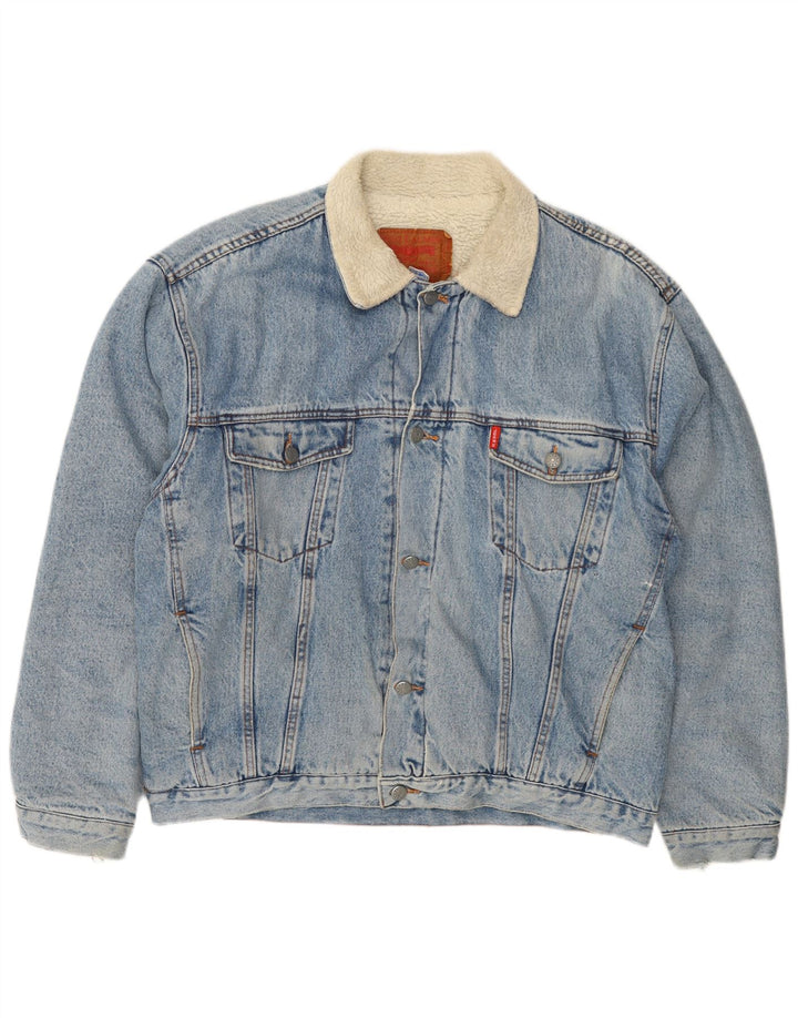 Мужская джинсовая куртка из шерпы VINTAGE UK 41 XL, синяя, хлопок