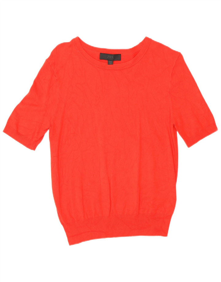 Женская блузка Zara Top UK 14, большая красная вискоза
