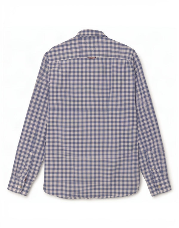 Мужская рубашка Tommy Hilfiger, маленькая синяя, хлопок в мелкую клетку